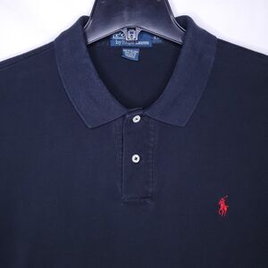 Ralph Lauren Polo Shirt Mens XL Black Red Pony Cotton Vintage
